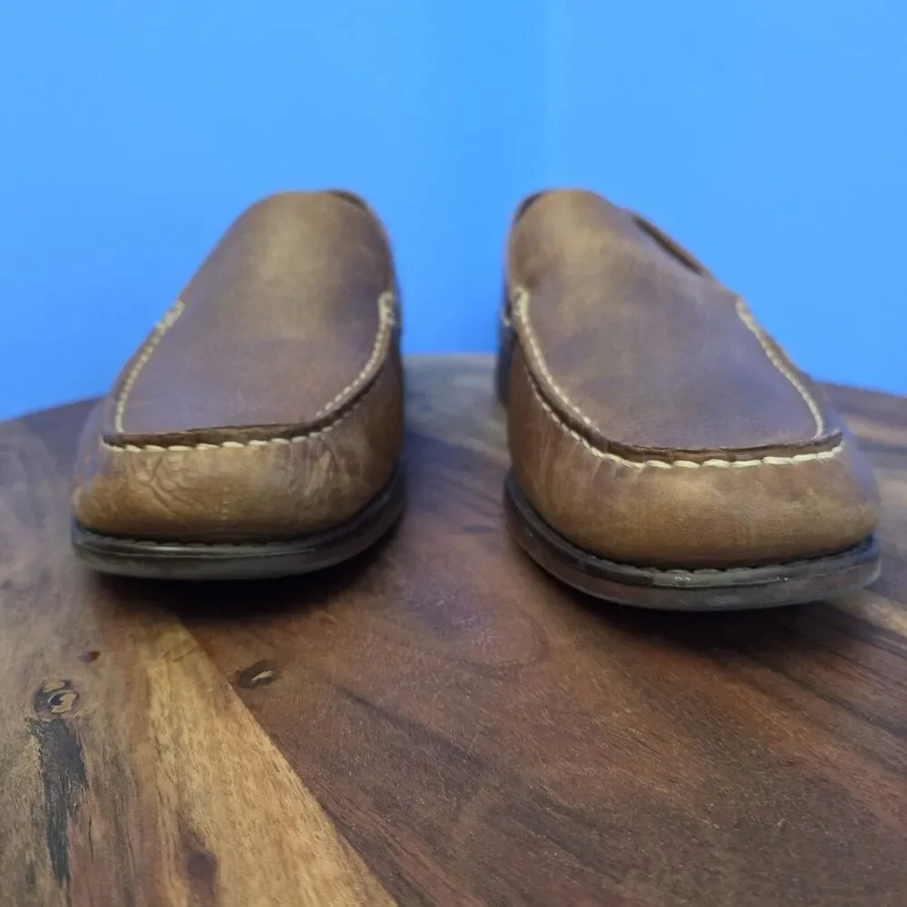 G.H. Bass Abner Moc-Toe Loafers Men's 9M Brown Pebbled Leather Classic Slip-On
